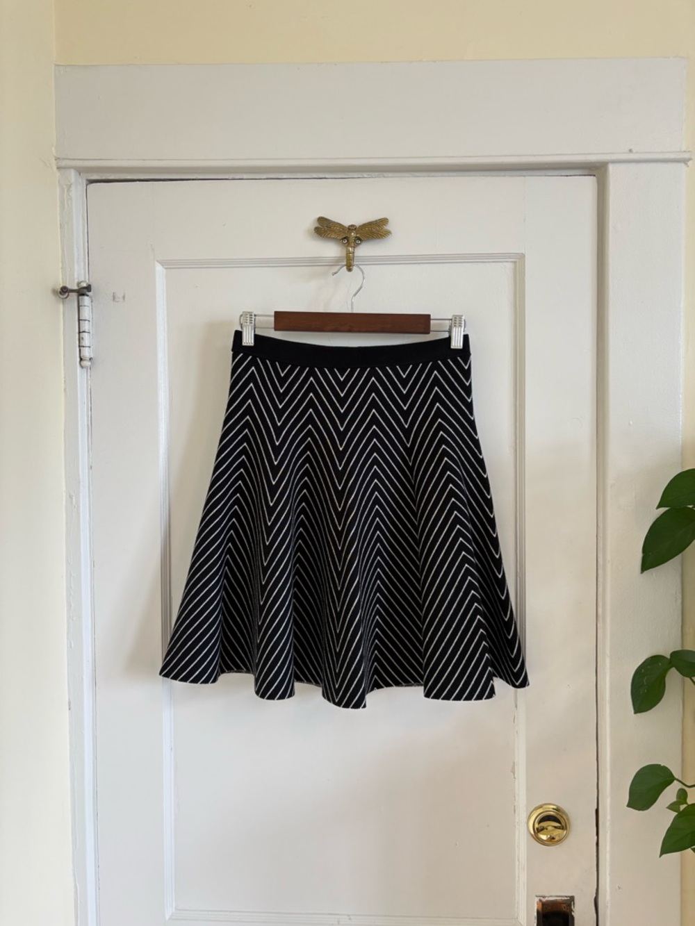 Carmen Marc Valvo Heavy Knit Black & White Flare A-Line Women’s Sweater Skirt S